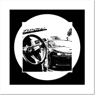 NISSAN SILVIA S14 KOUKI Black 'N White 5 (Black Version) Posters and Art